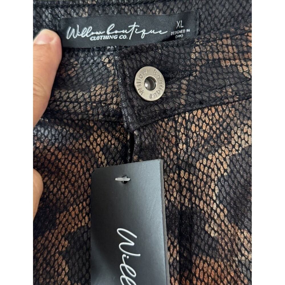 Willow Boutique XL Brown Snake Print Flare Pants High Rise Stretch Bell Bottom - Picture 10 of 10